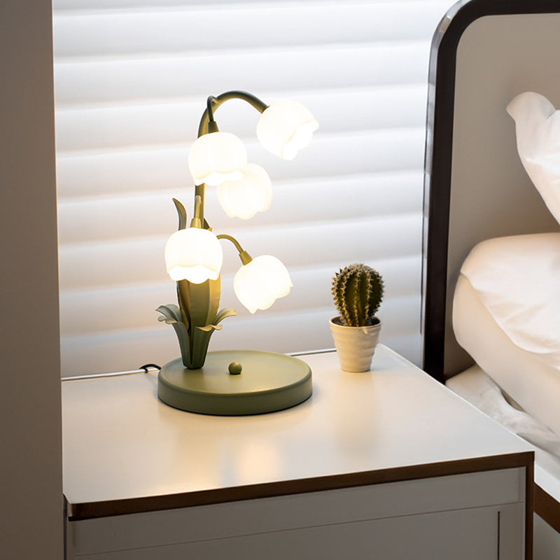 Iron Glass Floral Table Lamp
