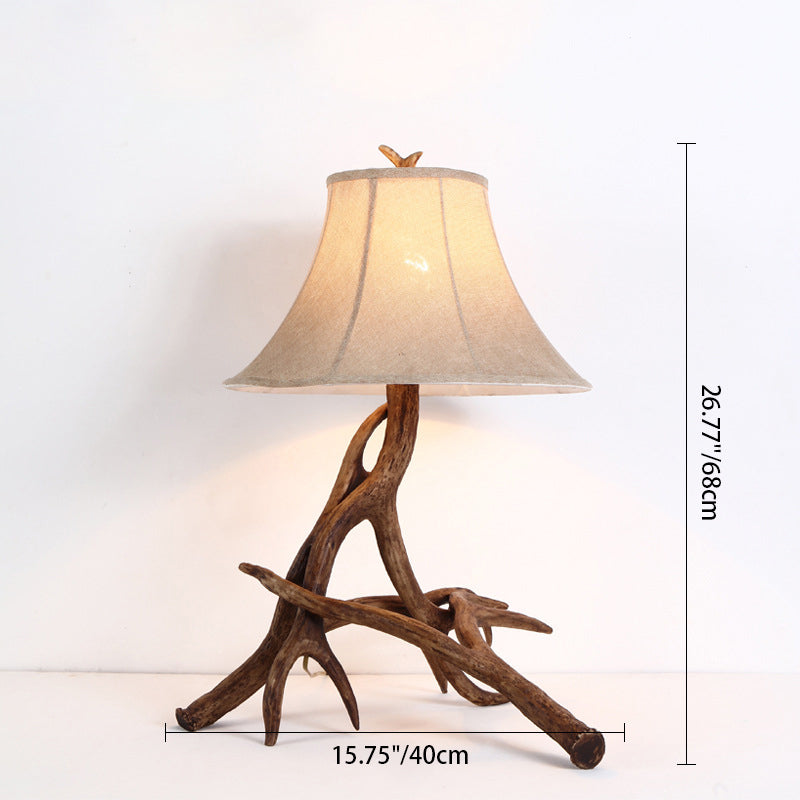 Fabric Resin Deer Horn Table Lamp