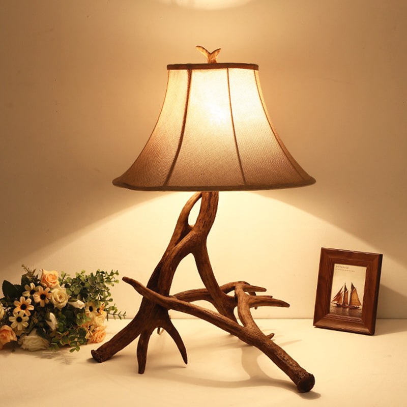 Fabric Resin Deer Horn Table Lamp