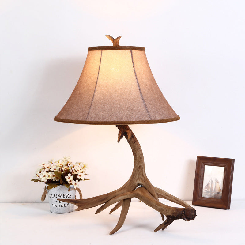 Fabric Resin Deer Horn Table Lamp