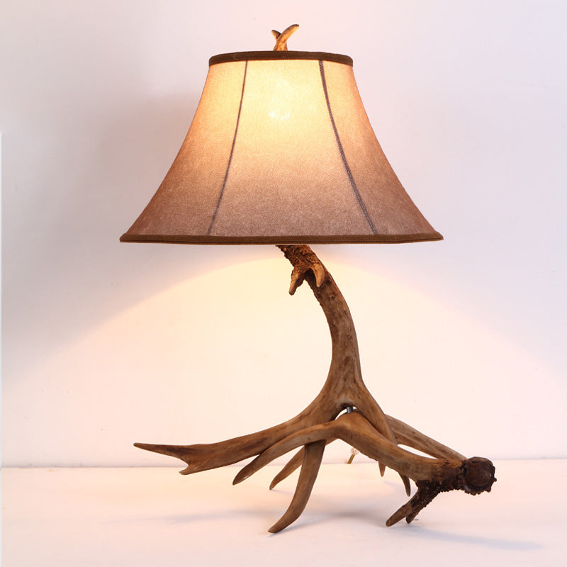 Fabric Resin Deer Horn Table Lamp