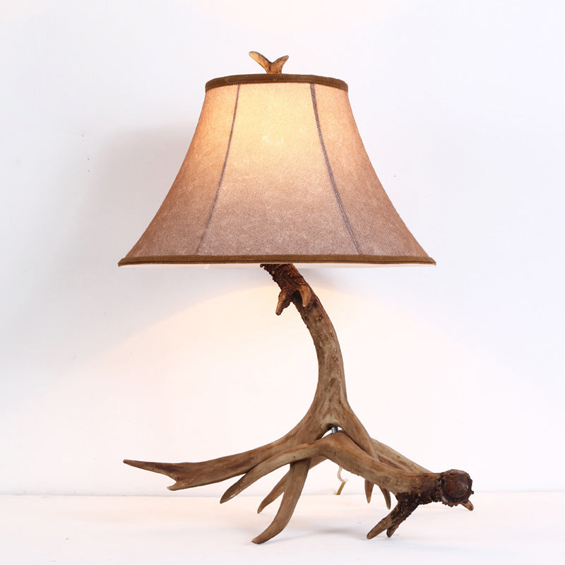 Fabric Resin Deer Horn Table Lamp