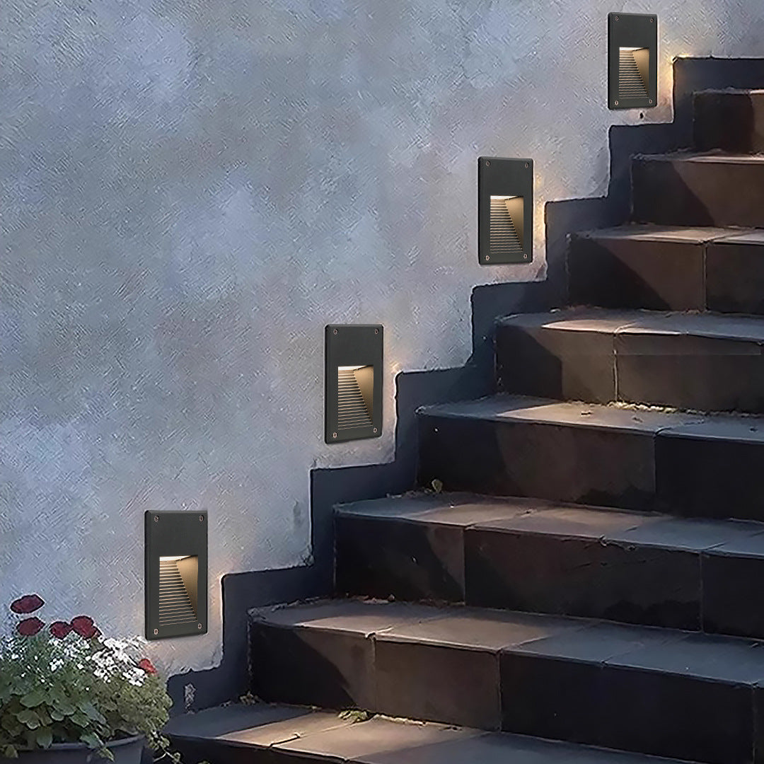 Aluminum Rectangular Striped Recessed Wall Lamp