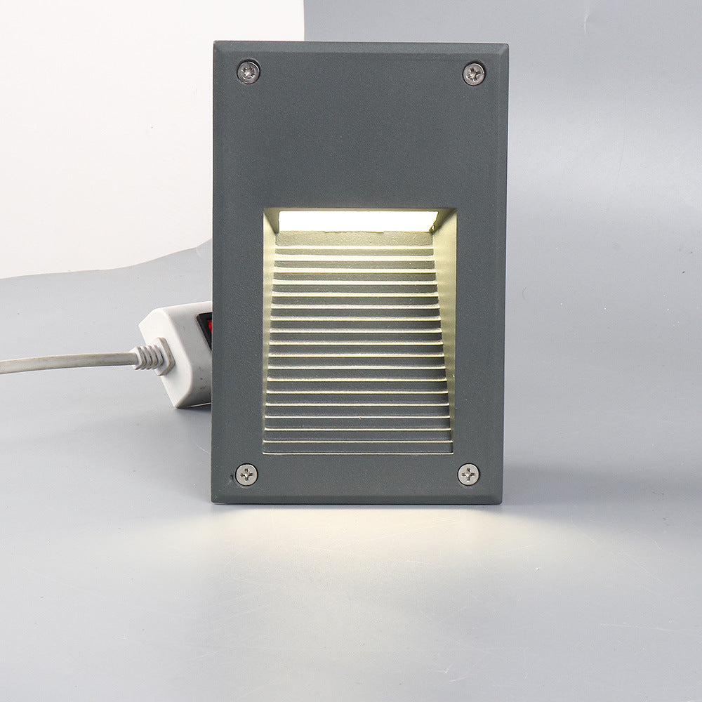 Aluminum Rectangular Striped Recessed Wall Lamp