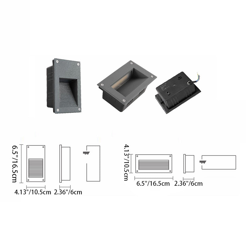 Aluminum Rectangular Striped Recessed Wall Lamp
