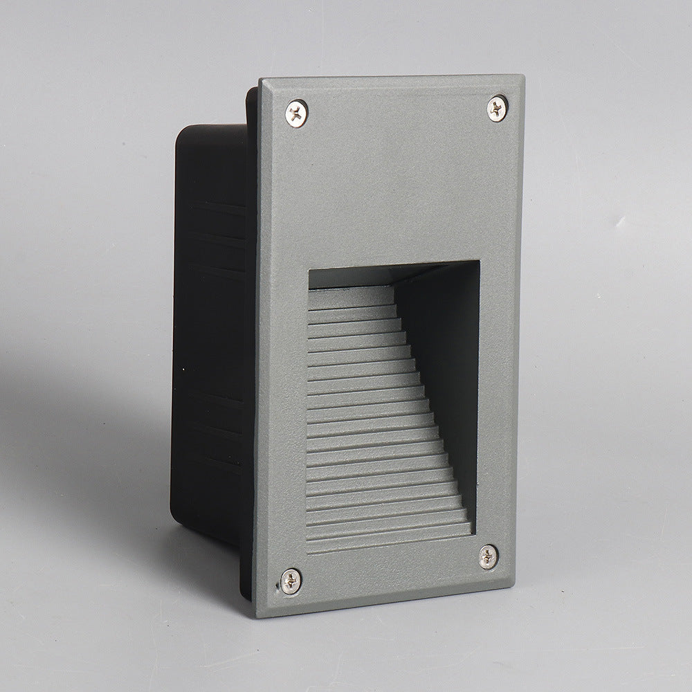Aluminum Rectangular Striped Recessed Wall Lamp