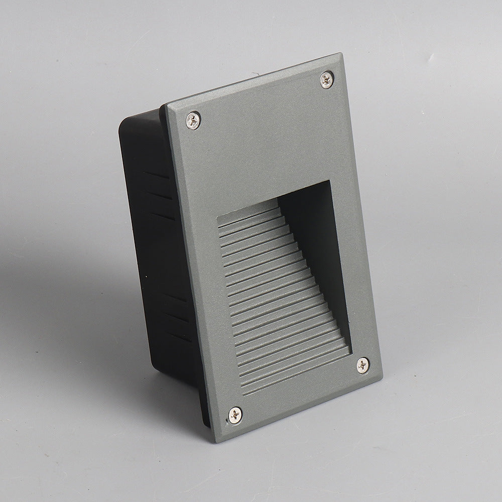 Aluminum Rectangular Striped Recessed Wall Lamp