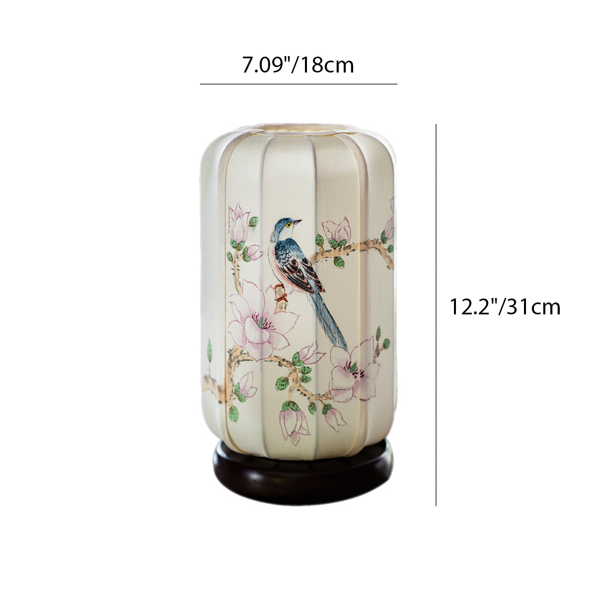 Begonia Wood Silk Cylinder Table Lamp