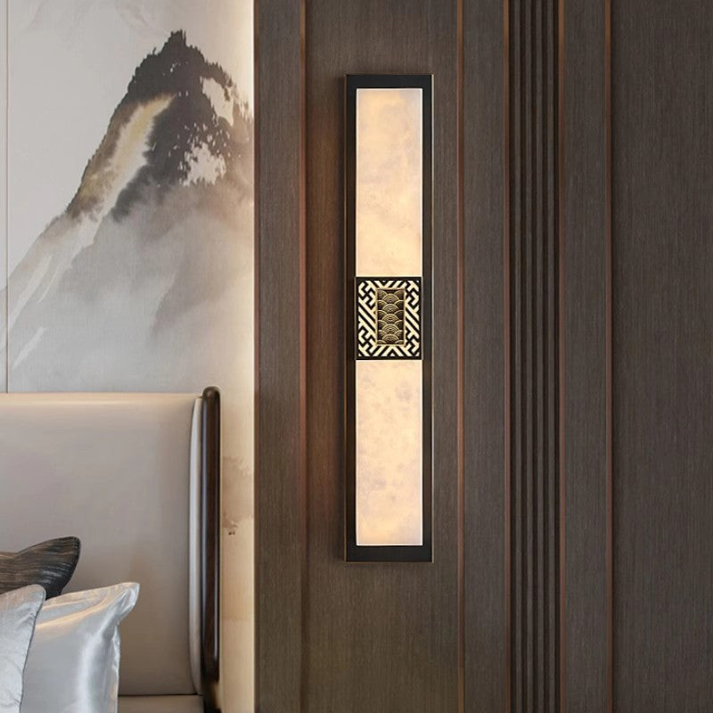 Marble Copper Rectangular Ripple Wall Lamp