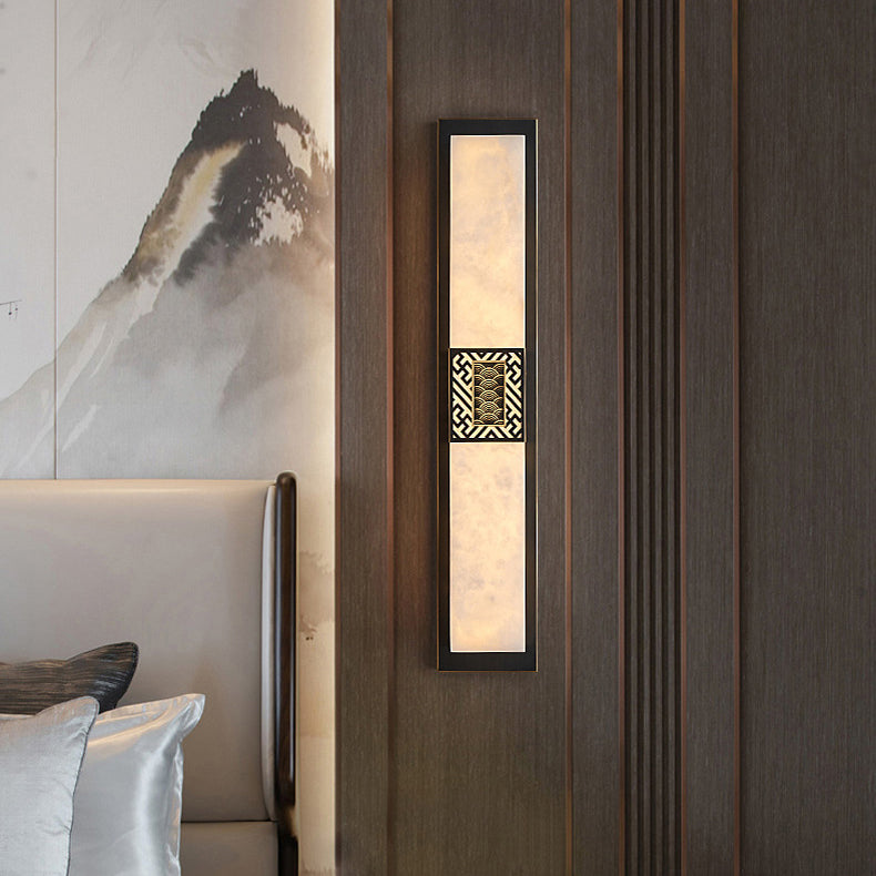 Marble Copper Rectangular Ripple Wall Lamp