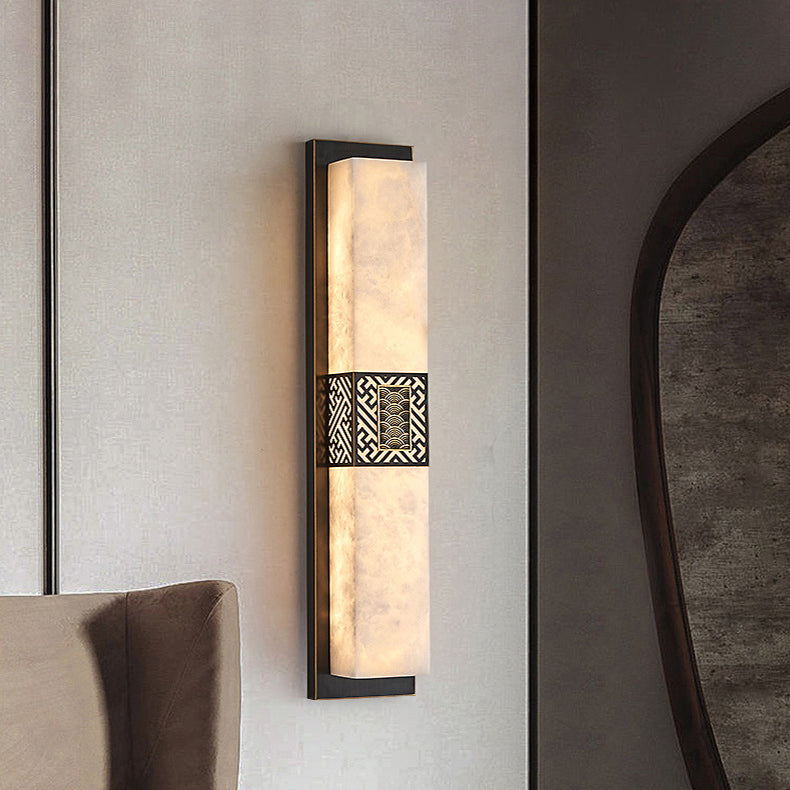 Marble Copper Rectangular Ripple Wall Lamp