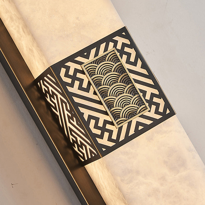 Marble Copper Rectangular Ripple Wall Lamp
