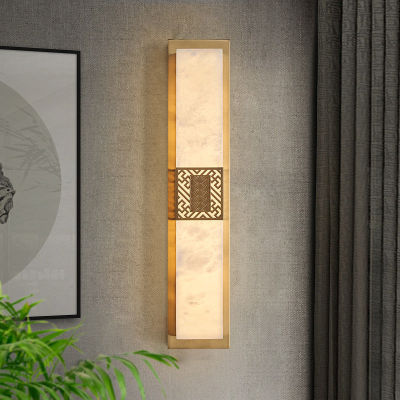 Marble Copper Rectangular Ripple Wall Lamp