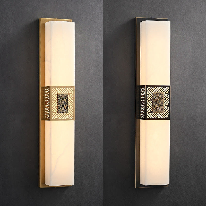 Marble Copper Rectangular Ripple Wall Lamp