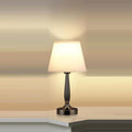 Metal Fabric Cylinder Bedside Table Lamp