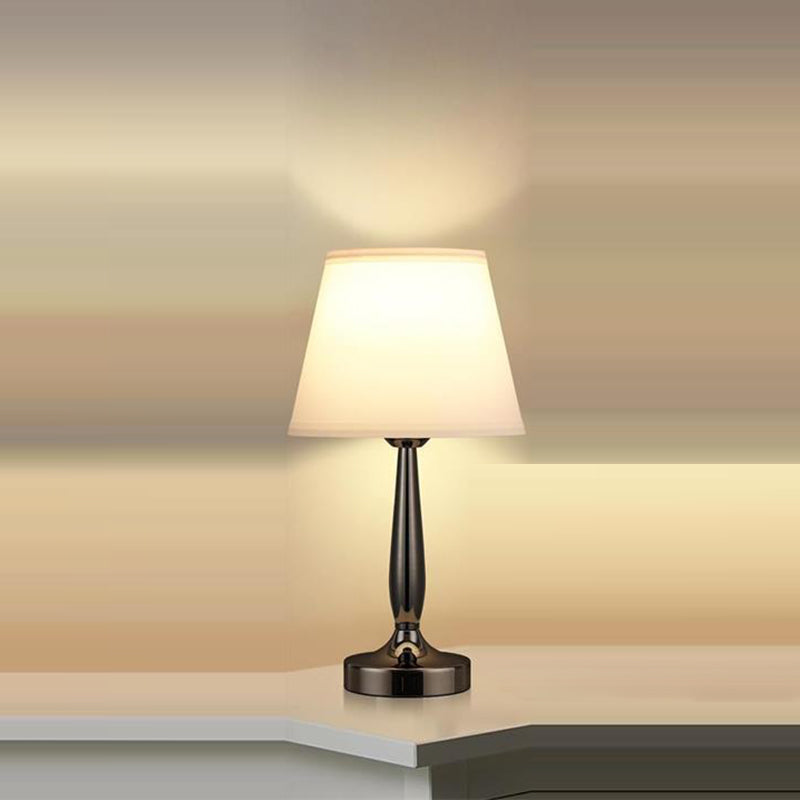 Metal Fabric Cylinder Bedside Table Lamp