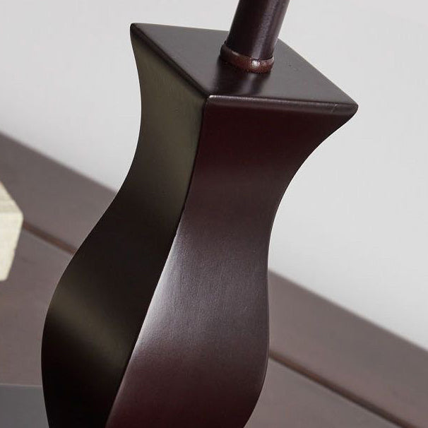 Wood Fabric Drum Bedside Table Lamp