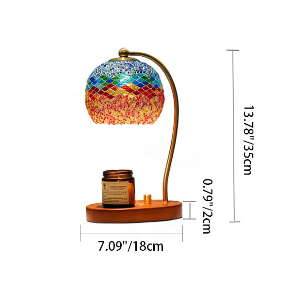 Wood Glass Dome Handmade Table Lamp
