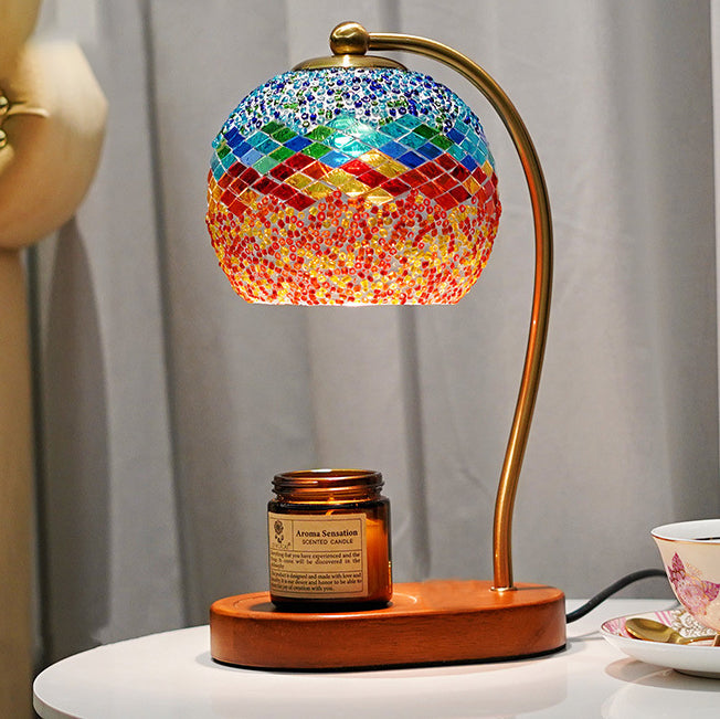 Wood Glass Dome Handmade Table Lamp