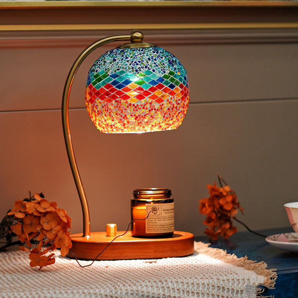 Wood Glass Dome Handmade Table Lamp