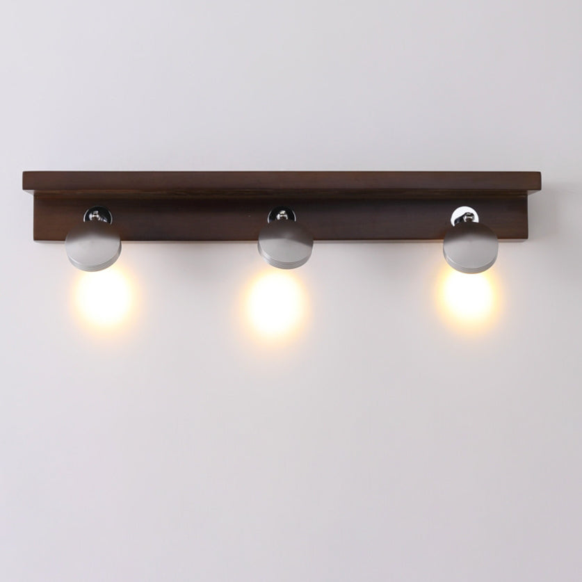 Rubber Wood Iron Rotatable Wall Lamp
