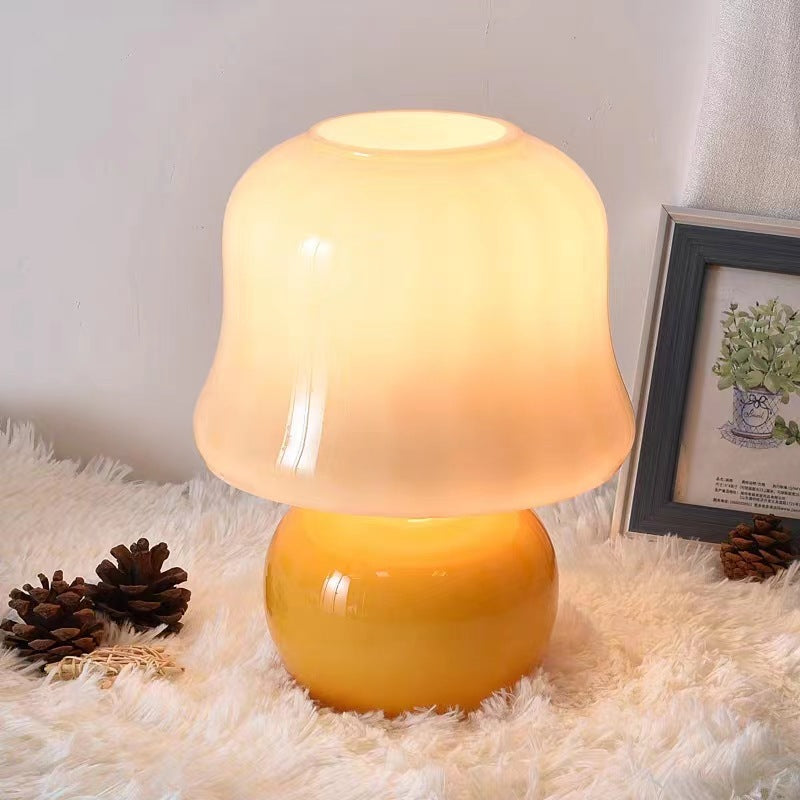 Glass Mushroom Dome Bedside Table Lamp