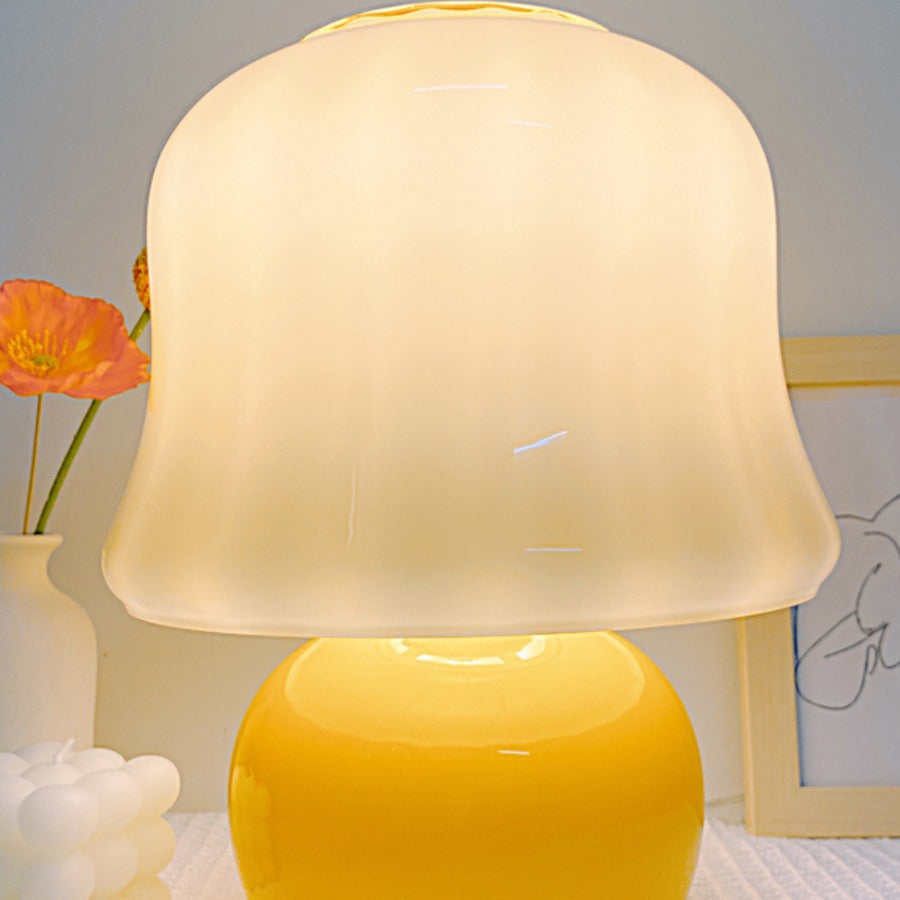 Glass Mushroom Dome Bedside Table Lamp