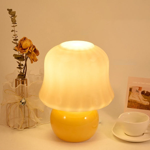 Glass Mushroom Dome Bedside Table Lamp