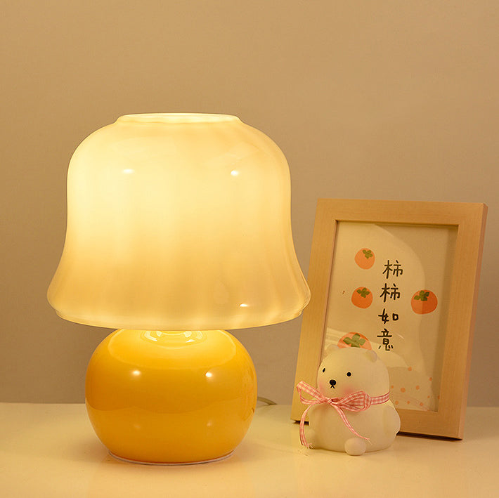 Glass Mushroom Dome Bedside Table Lamp