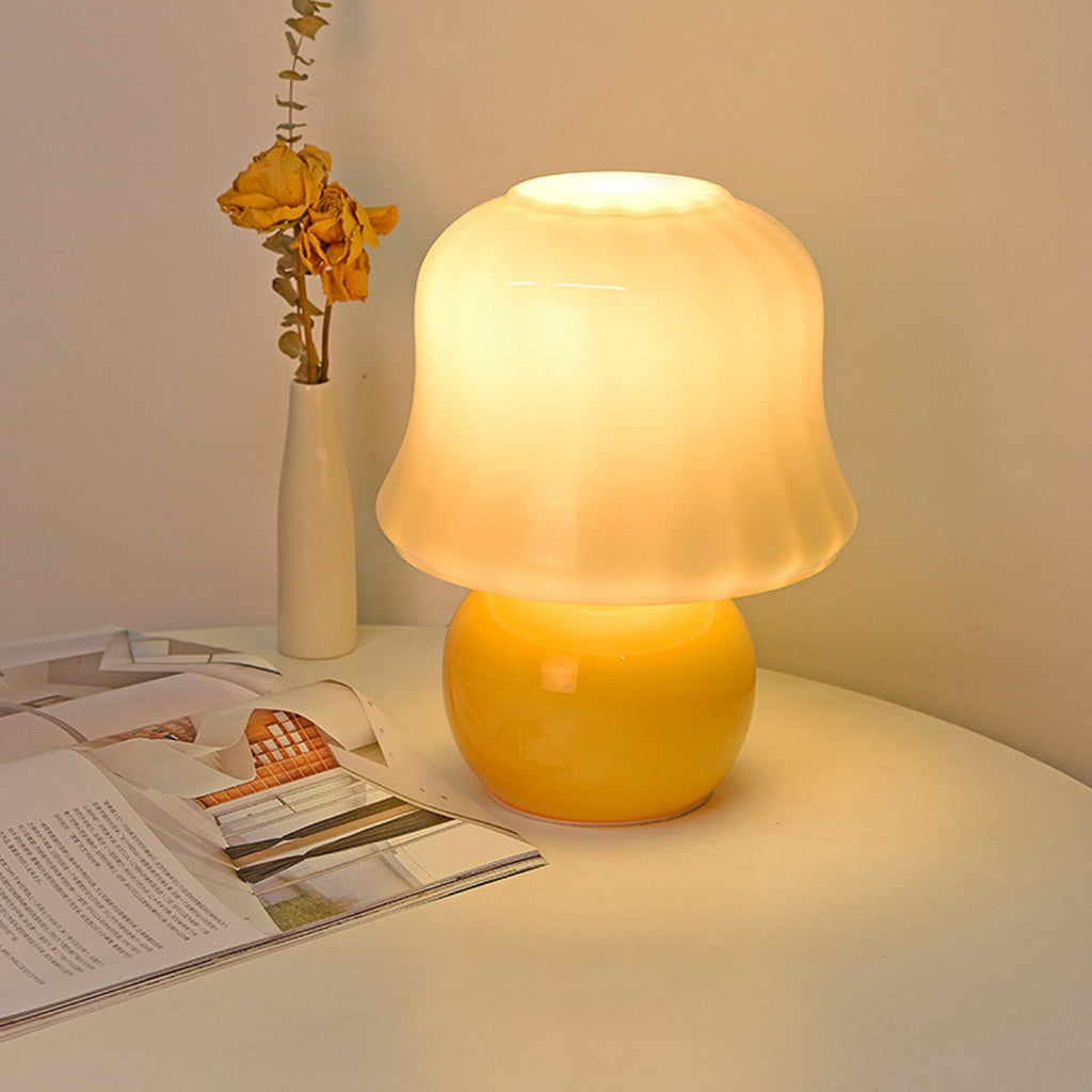 Glass Mushroom Dome Bedside Table Lamp