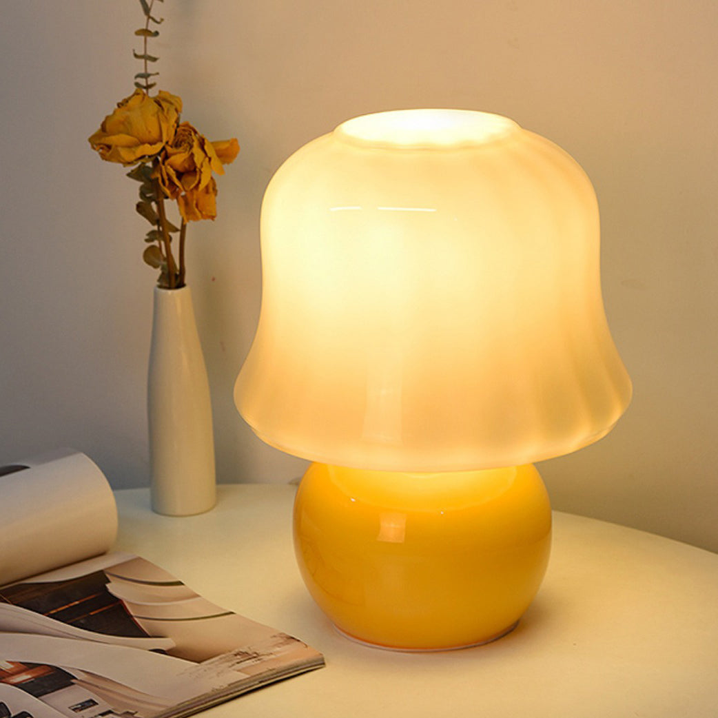 Glass Mushroom Dome Bedside Table Lamp