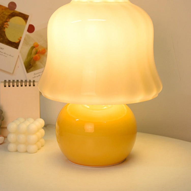 Glass Mushroom Dome Bedside Table Lamp