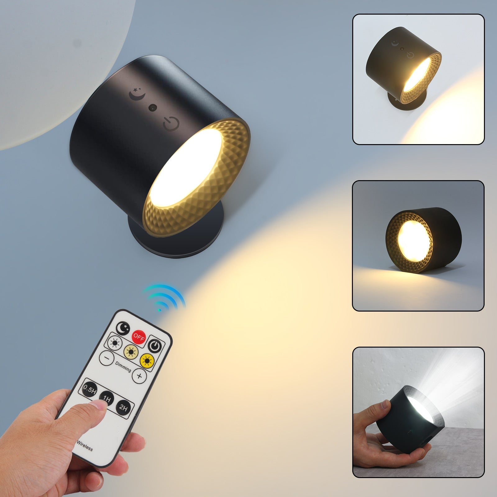 Rechargeable Rotatable ABS Round Wall Lamp
