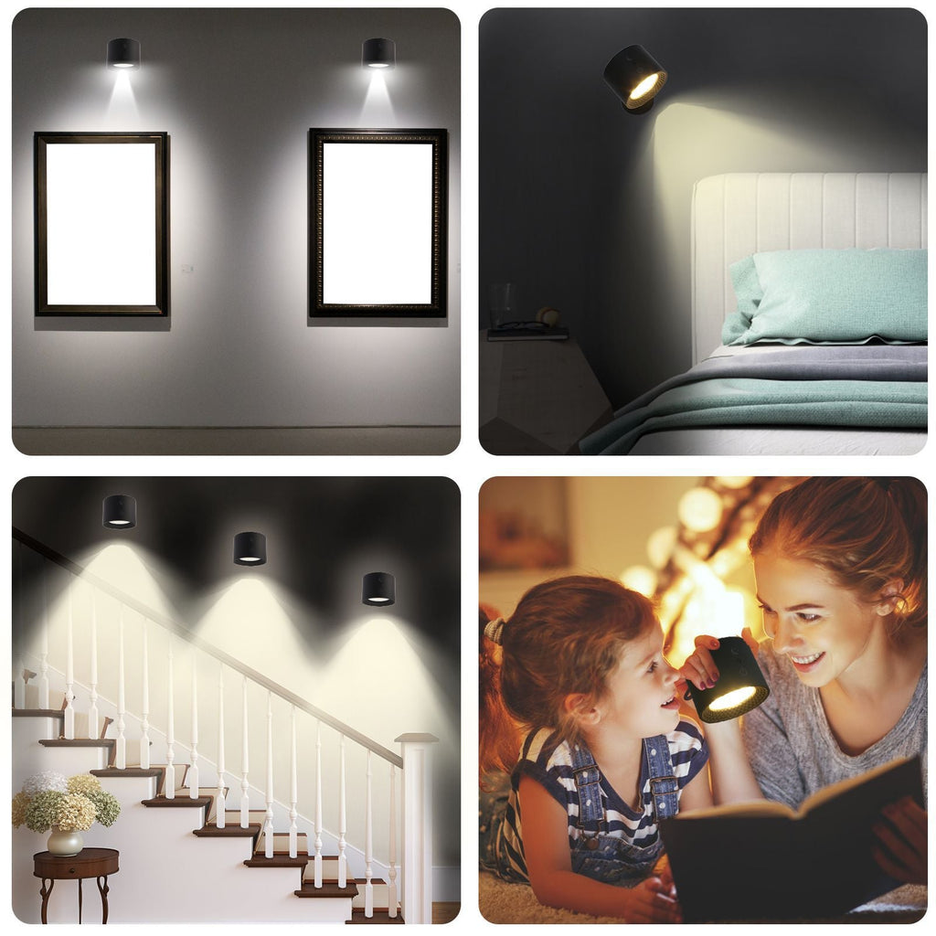 Rechargeable Rotatable ABS Round Wall Lamp