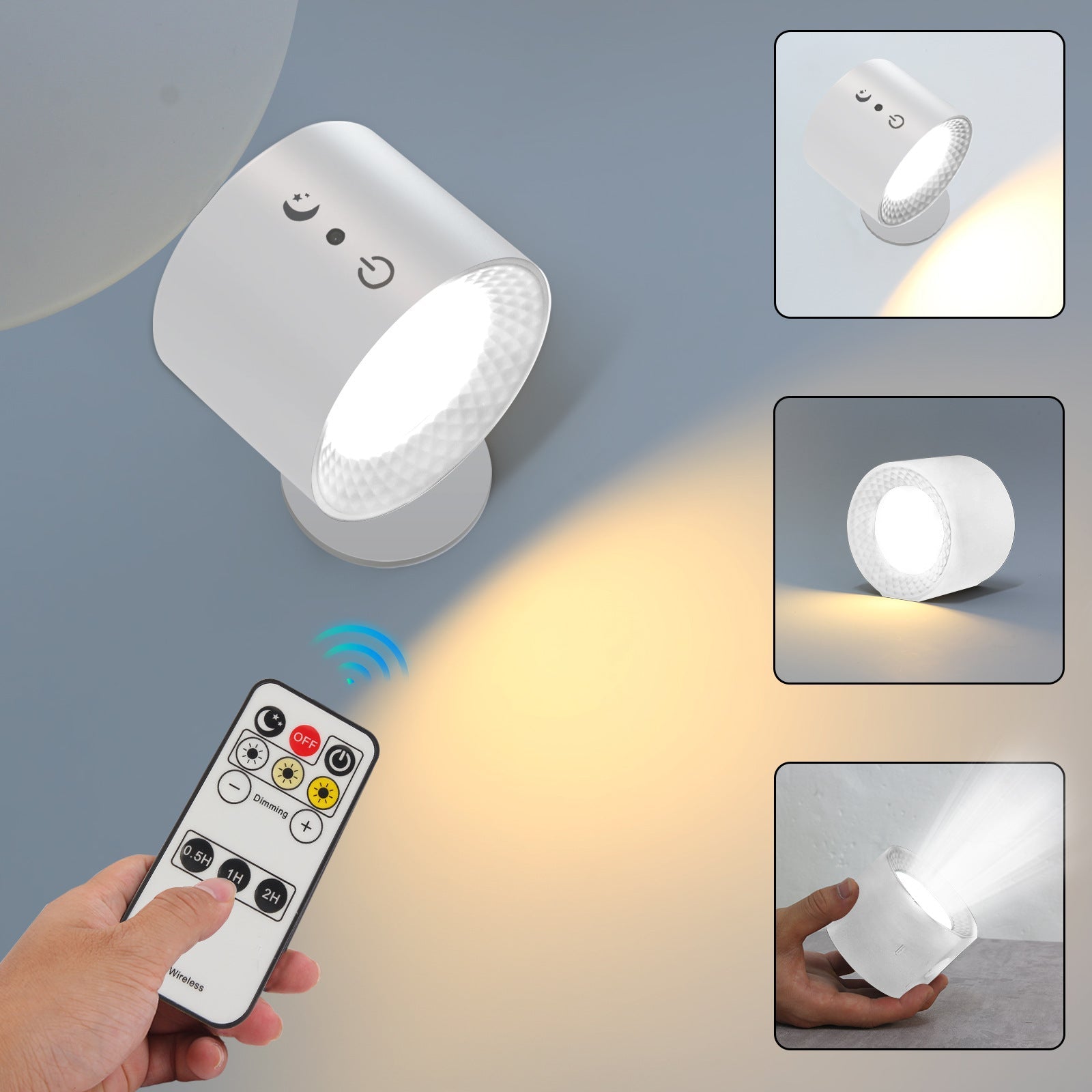 Rechargeable Rotatable ABS Round Wall Lamp