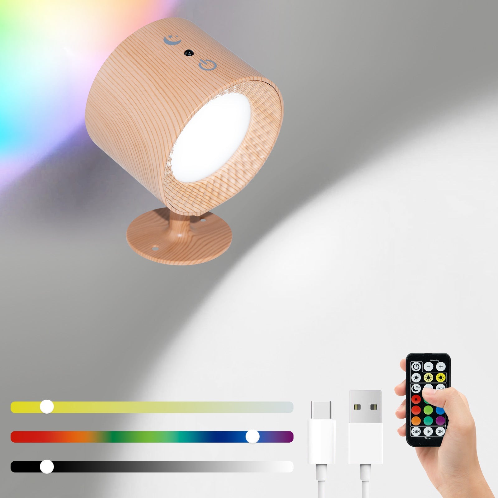 Rechargeable Rotatable ABS Round Wall Lamp