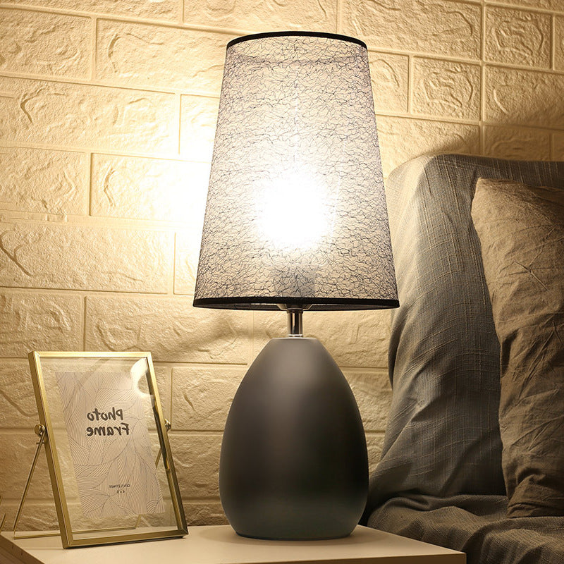 Fabric Iron Cylinder Brushed Table Lamp
