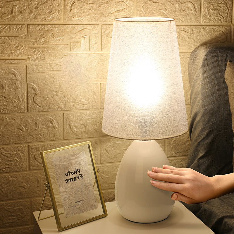 Fabric Iron Cylinder Brushed Table Lamp