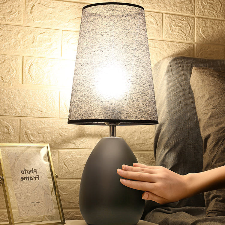 Fabric Iron Cylinder Brushed Table Lamp