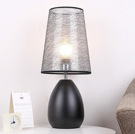 Fabric Iron Cylinder Brushed Table Lamp