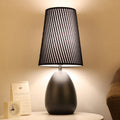 Iron Fabric Cylinder Striped Table Lamp