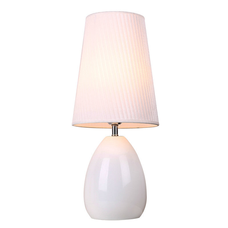 Iron Fabric Cylinder Striped Table Lamp