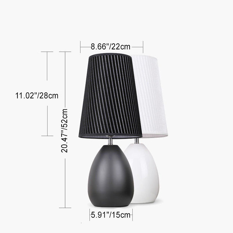 Iron Fabric Cylinder Striped Table Lamp