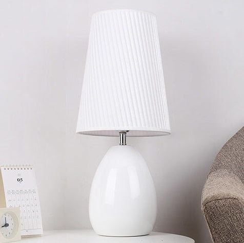 Iron Fabric Cylinder Striped Table Lamp