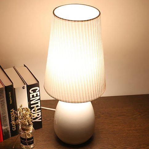 Iron Fabric Cylinder Striped Table Lamp