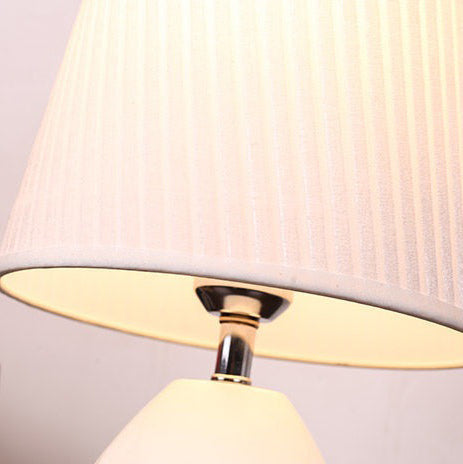 Iron Fabric Cylinder Striped Table Lamp