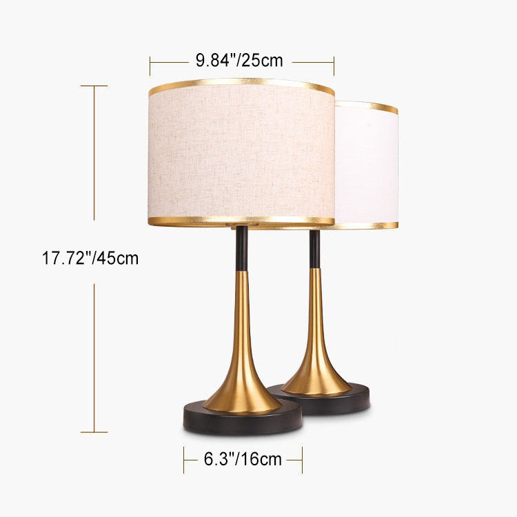 Fabric Metal Cylinder Touch Table Lamp
