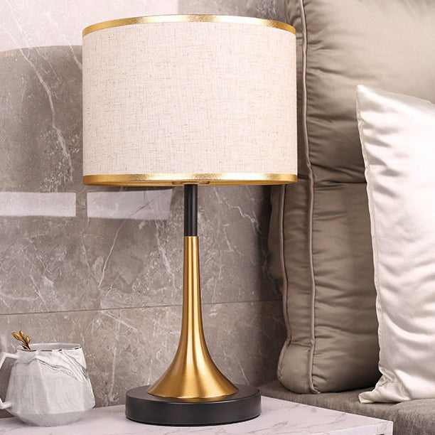 Fabric Metal Cylinder Touch Table Lamp