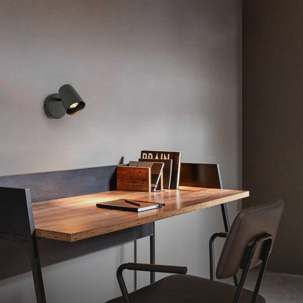 Metal Cylinder Rotatable Bedside Wall Lamp