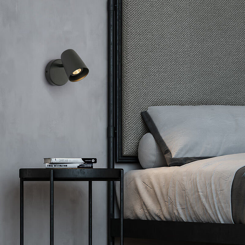 Metal Cylinder Rotatable Bedside Wall Lamp